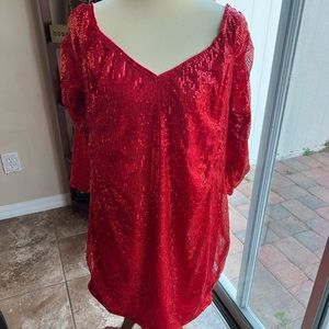 SHEIN Plus Size 3X Sparkly Sequined Red Dress New without Tag